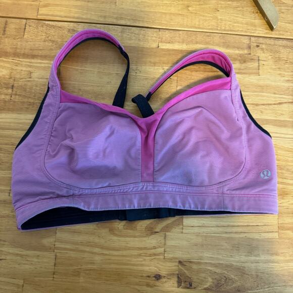 Lululemon Ta Ta Tamer II Sports Bra Wee Stripe Jewelled Magenta Size 34DD - Picture 2 of 5